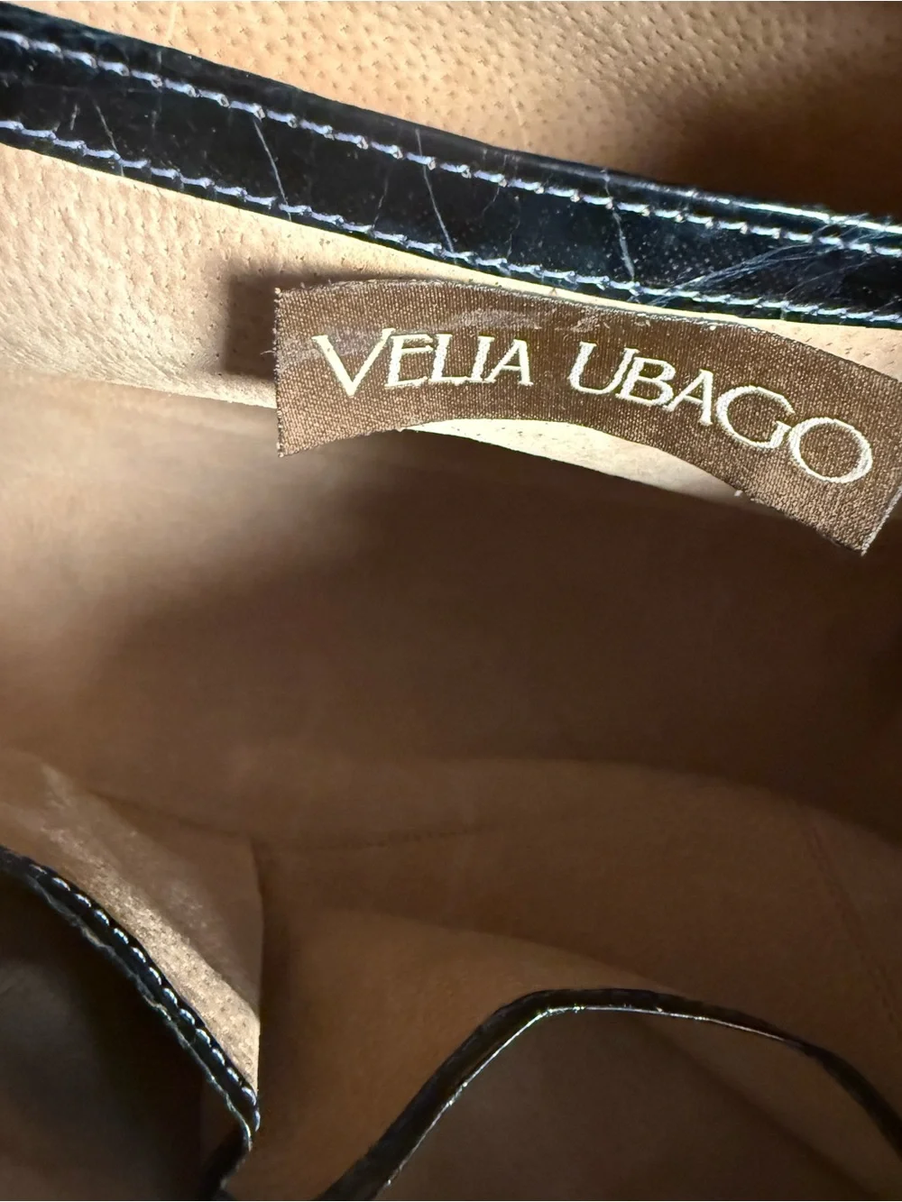 Velia Ubago Midnight Blue Crocodile Leather Bamboo Buckle Handbag